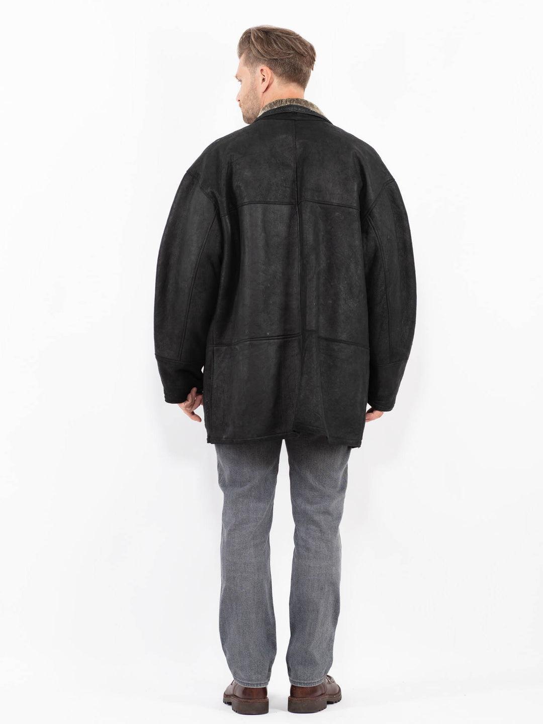 Vintage 90's Men Sheepskin Coat in BlackZ2105