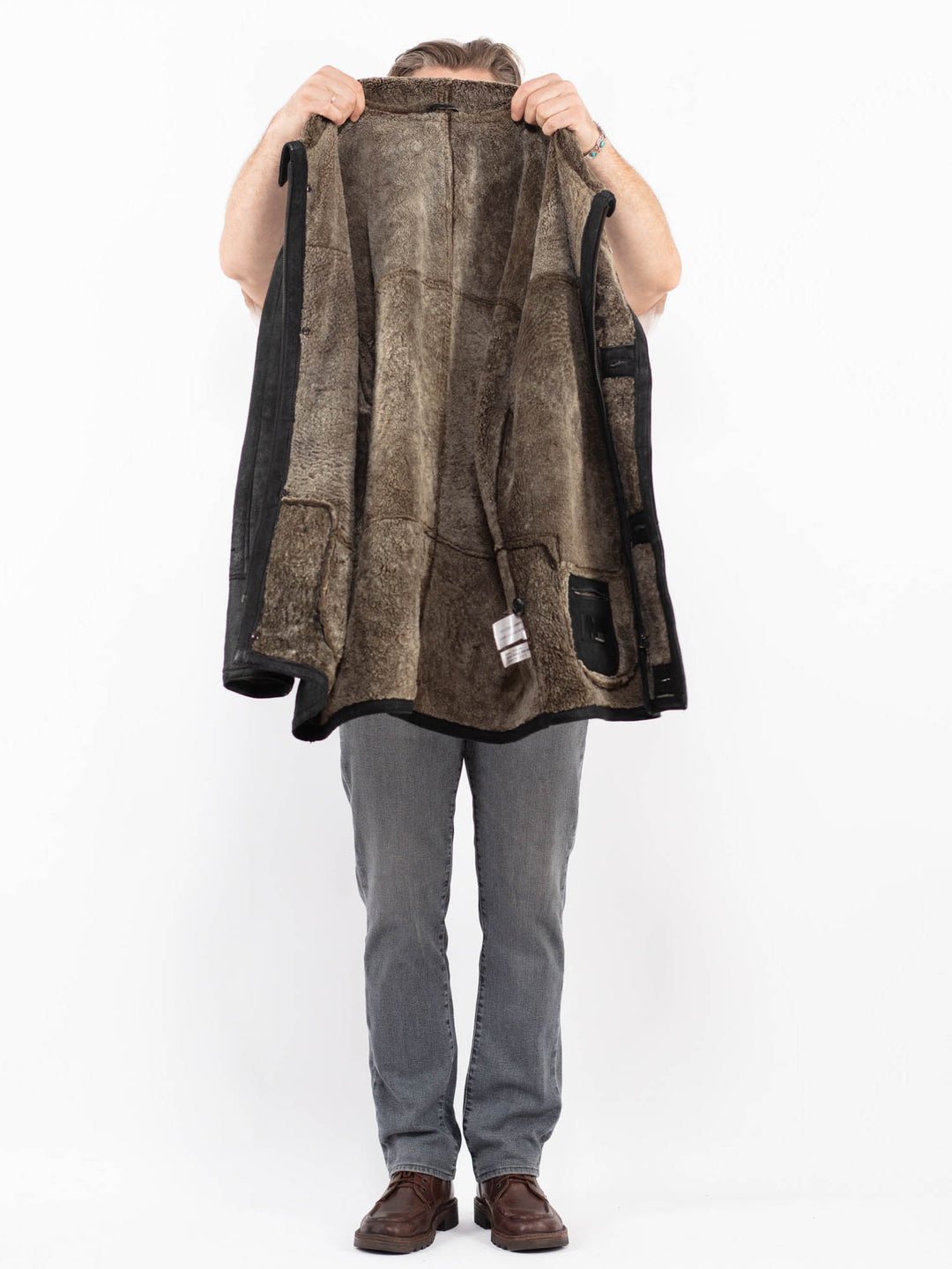 Vintage 90's Men Sheepskin Coat in BlackZ2105