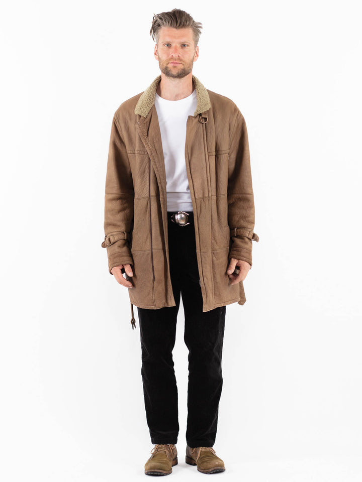 Vintage 90's Men Sheepskin Coat in BeigeZ1889