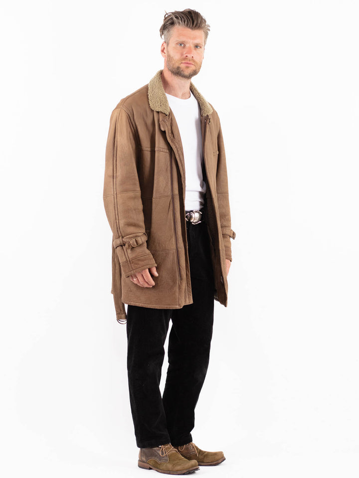 Vintage 90's Men Sheepskin Coat in BeigeZ1889