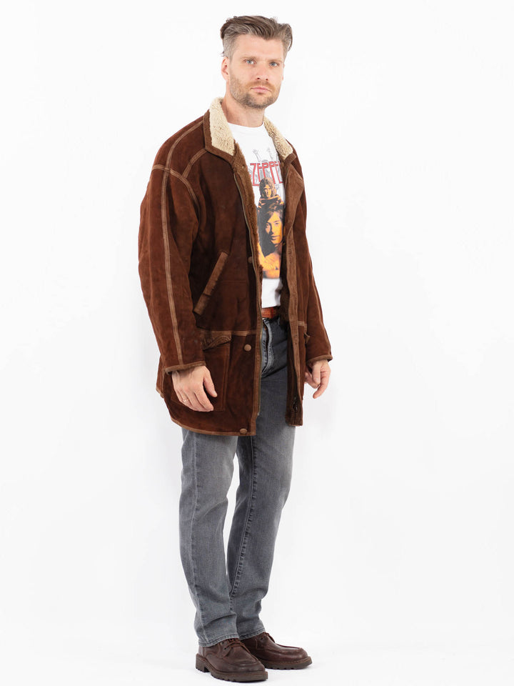 Vintage 90's Men Sheepskin Coat in BrownZ2113