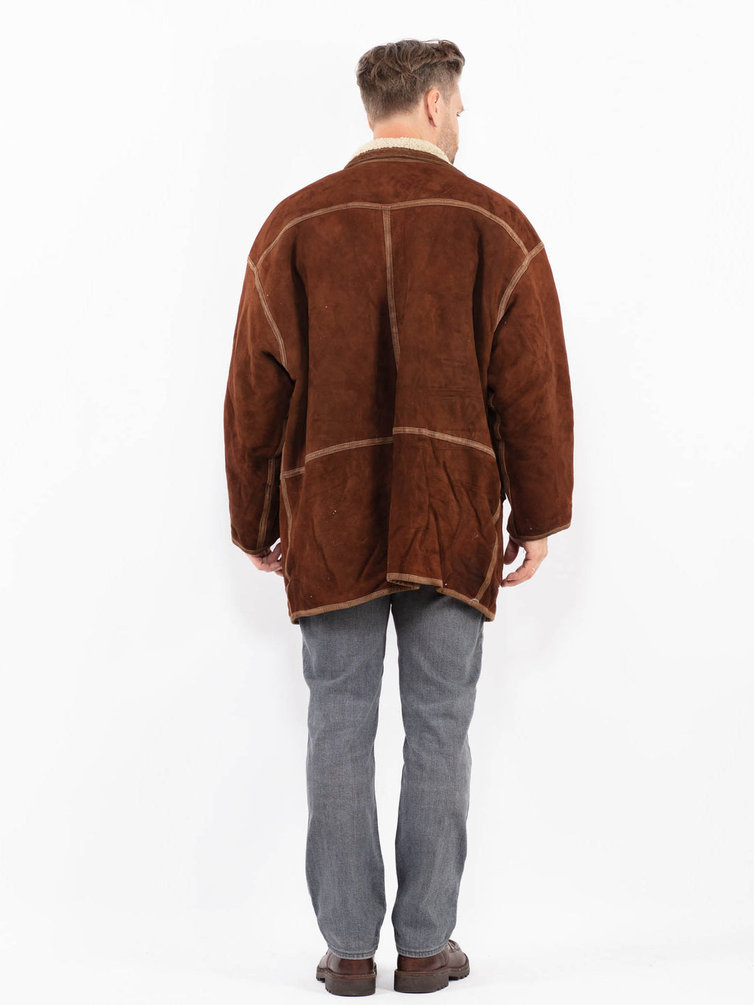 Vintage 90's Men Sheepskin Coat in BrownZ2113