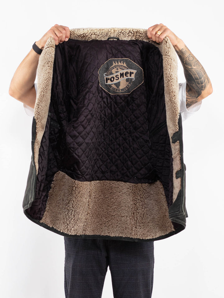 Vintage 90's Men Sheepskin Coat in BlackZ2234