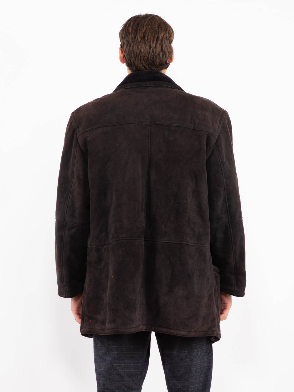 Vintage 90's Men Sheepskin Coat in BrownZ2235
