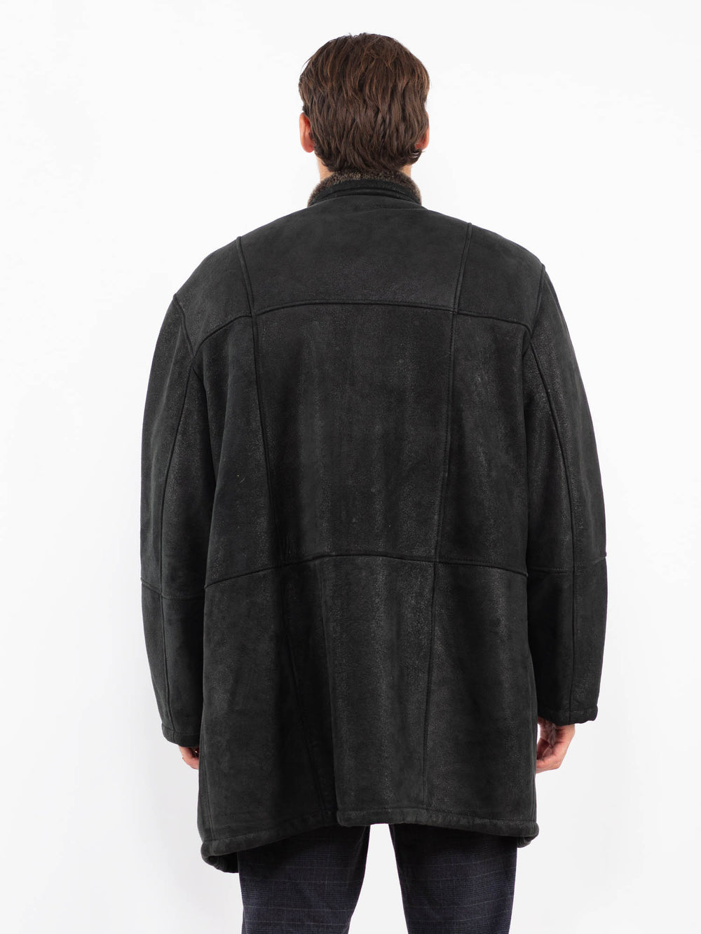 Vintage 90's Men Sheepskin Coat in BlackZ2237