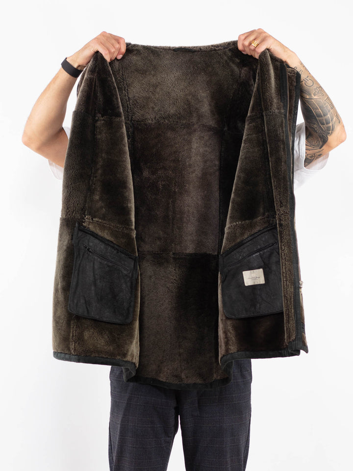 Vintage 90's Men Sheepskin Coat in BlackZ2237