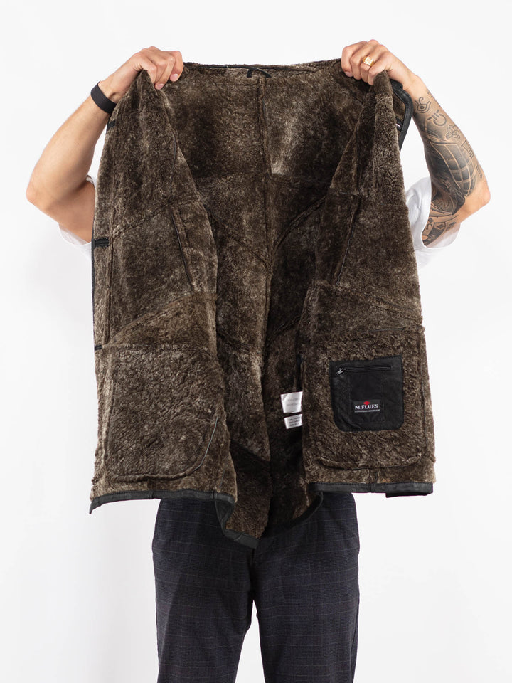 Vintage 90's Men Sheepskin Coat in BlackZ2238