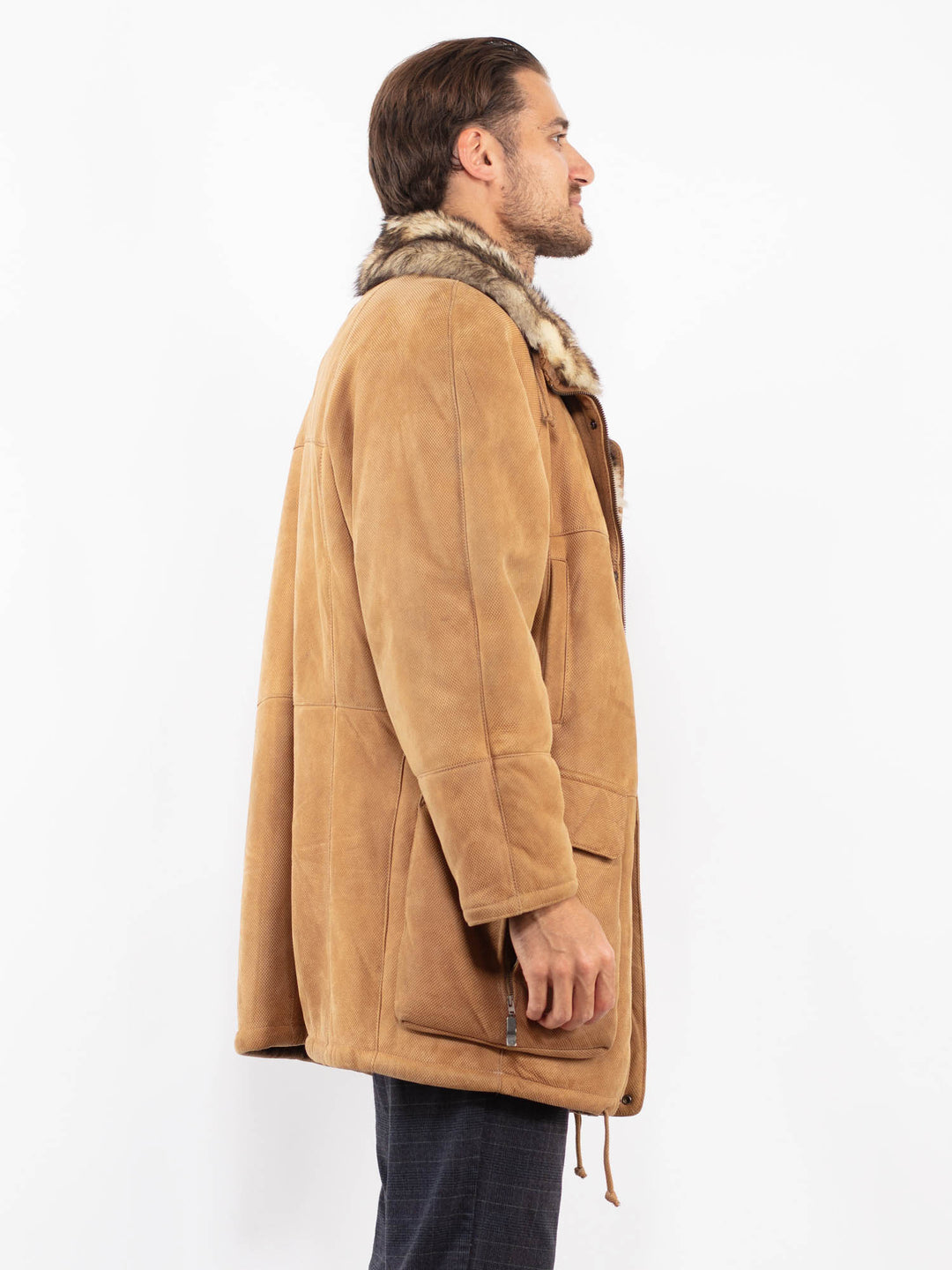 Vintage 80's Men Sheepskin Coat in BeigeZ2241