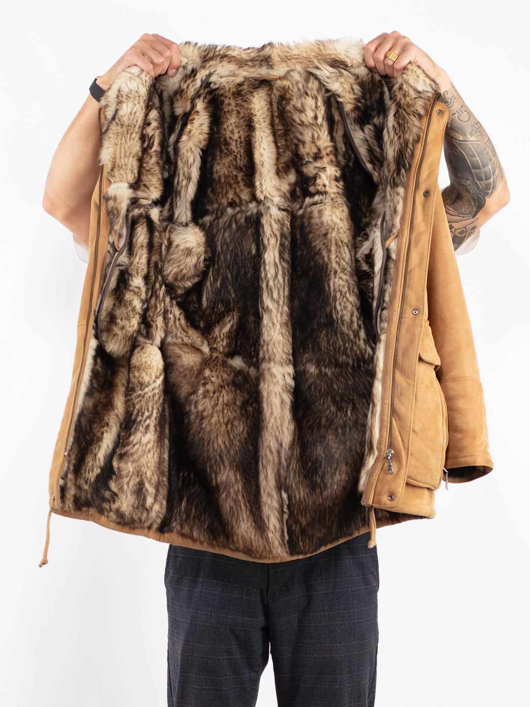 Vintage 80's Men Sheepskin Coat in BeigeZ2241