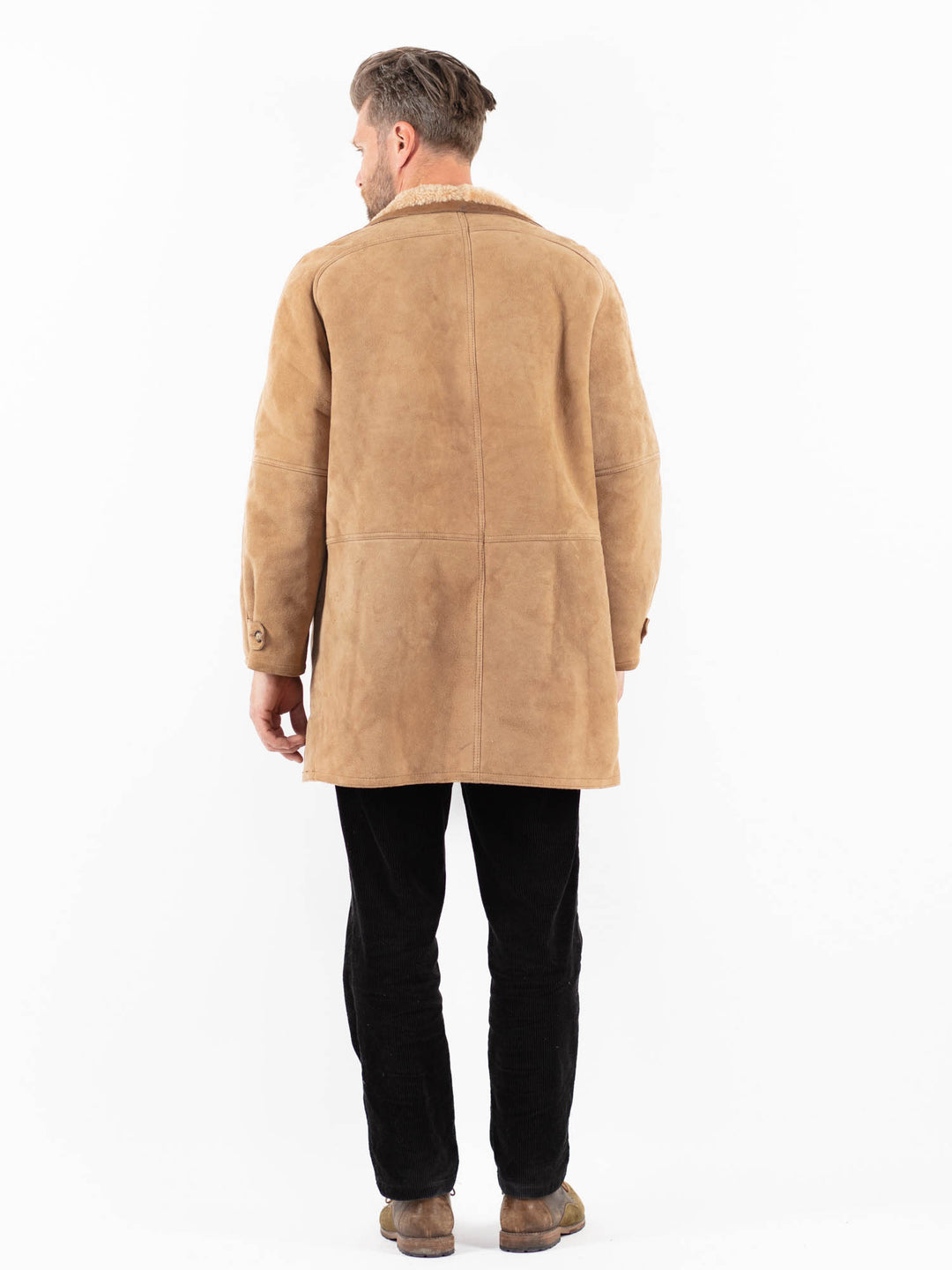 Vintage 90's Men Sheepskin Coat in BeigeZ1904
