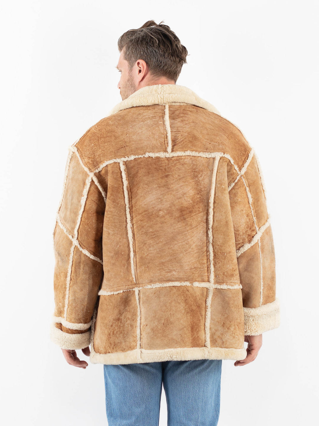Vintage 90's Men Sheepskin Coat in BeigeZ1782