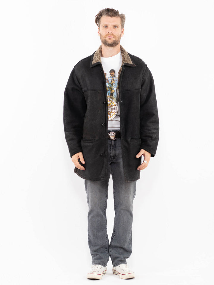 Vintage 90's Men Sheepskin in BlackZ2004