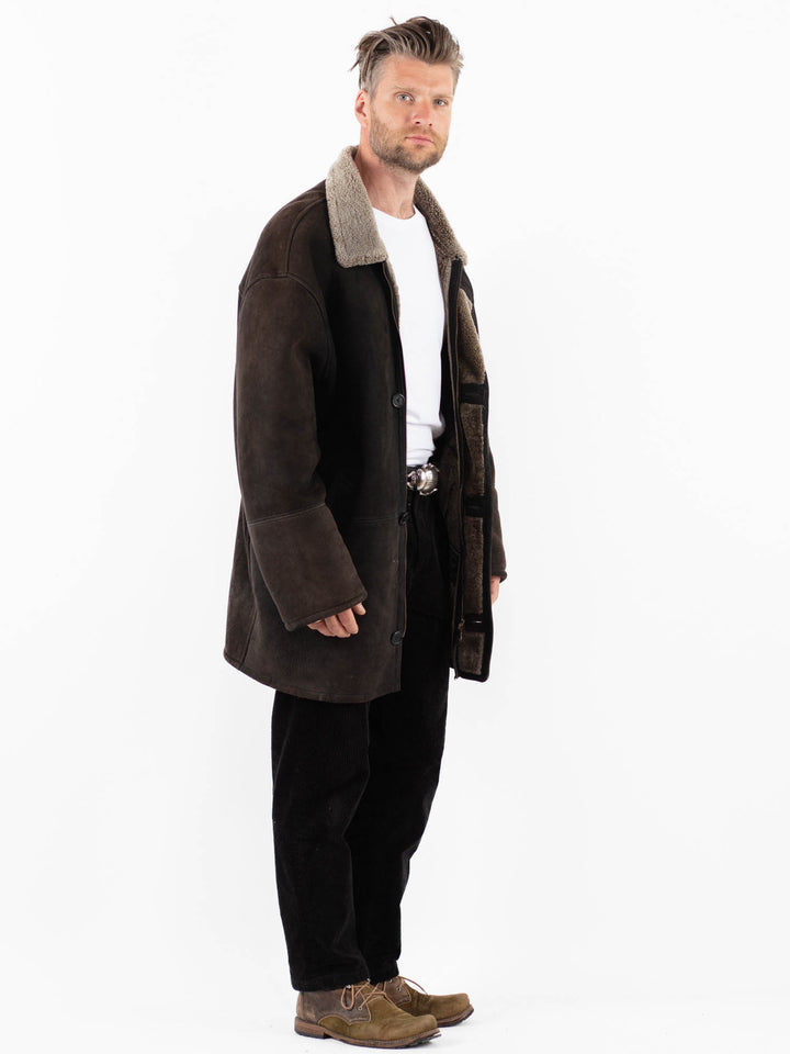 Vintage 90's Men Sheepskin Coat in BlackZ1906