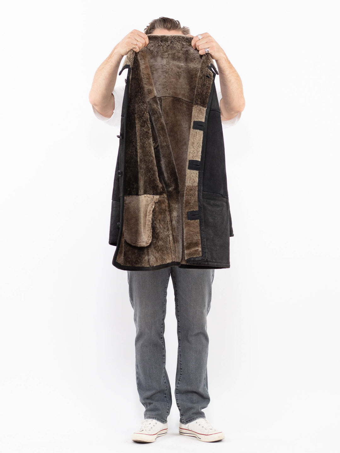 Vintage 90's Men Sheepskin in BlackZ2004