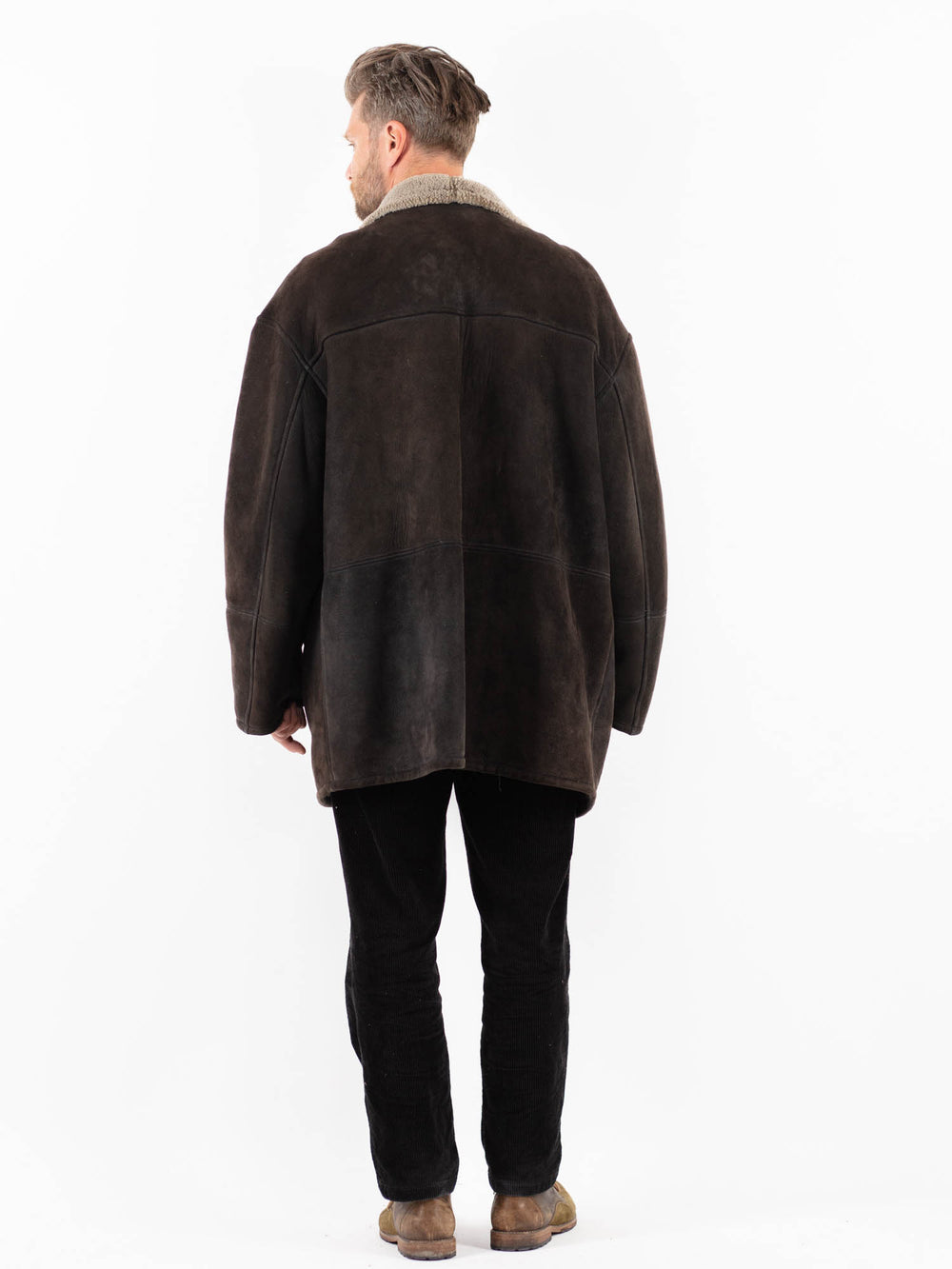 Vintage 90's Men Sheepskin Coat in BlackZ1906