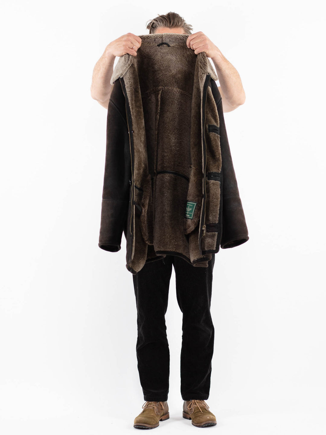 Vintage 90's Men Sheepskin Coat in BlackZ1906