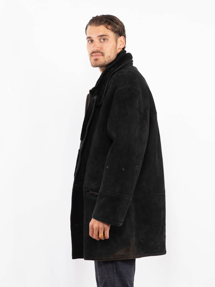 Vintage 90's Men Sheepskin Coat in BlackZ2247