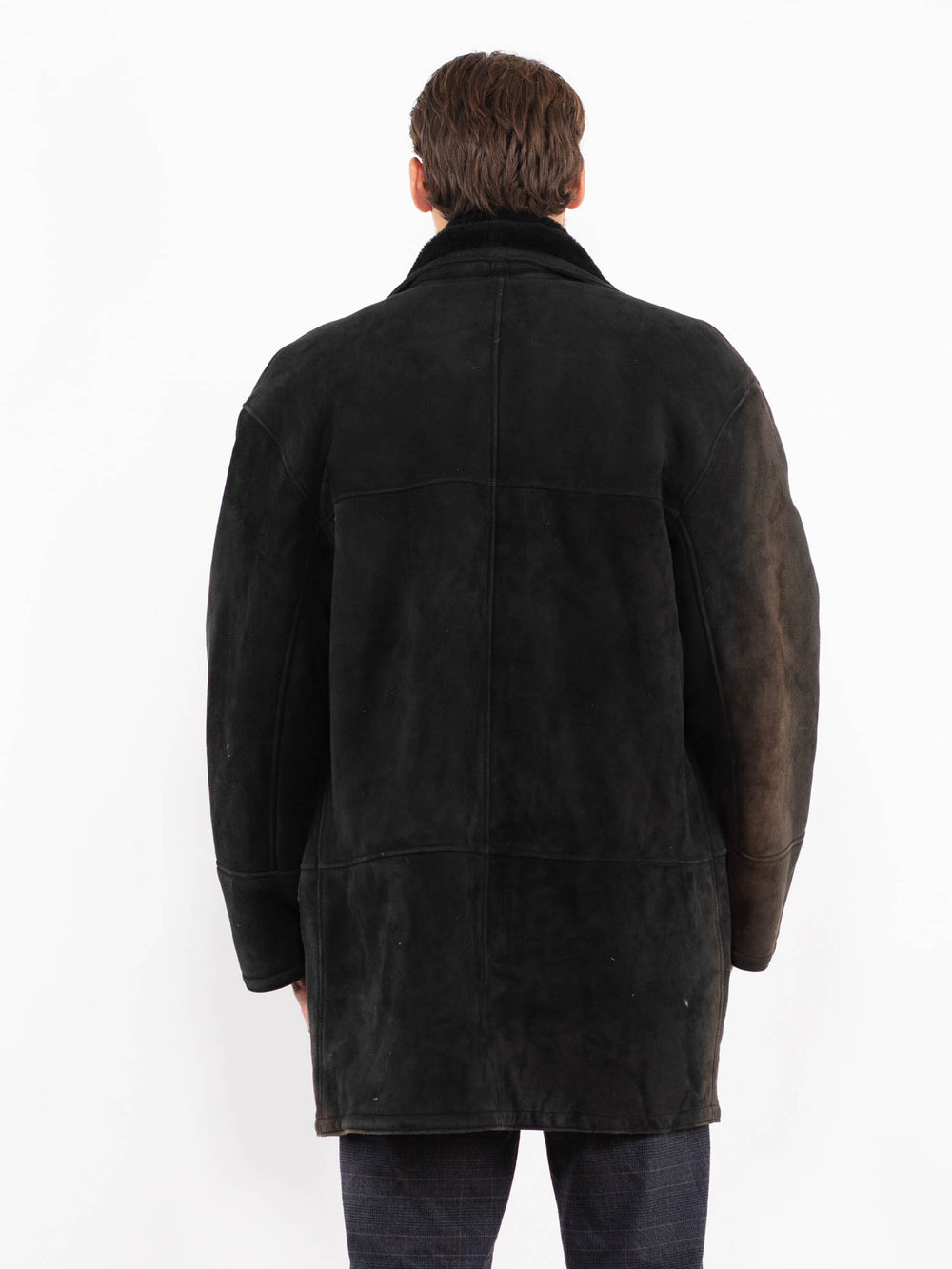 Vintage 90's Men Sheepskin Coat in BlackZ2247
