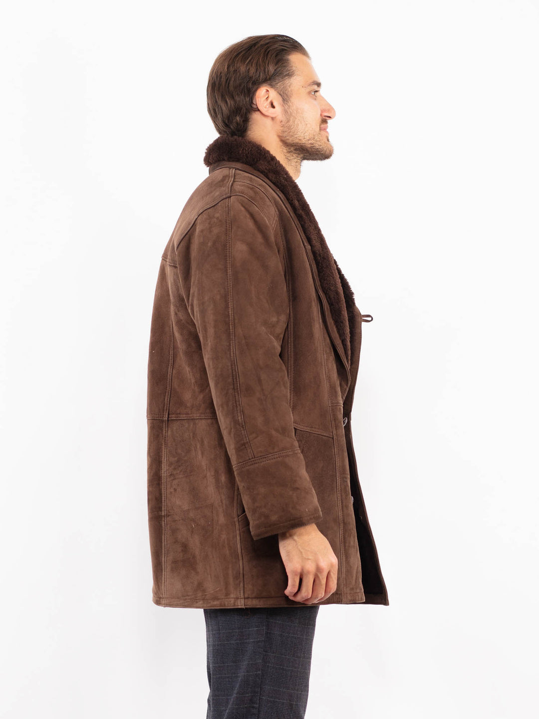 Vintage 90's Men Sheepskin Coat in BrownZ2249