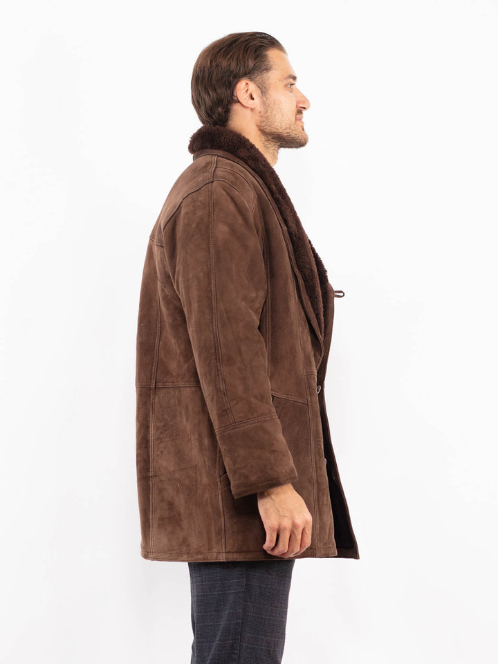 Vintage 90's Men Sheepskin Coat in BrownZ2249