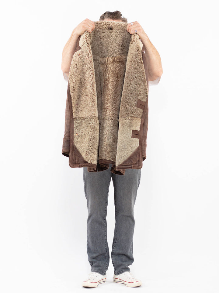 Vintage 90's Men Sheepskin Shearling in BrownZ2008
