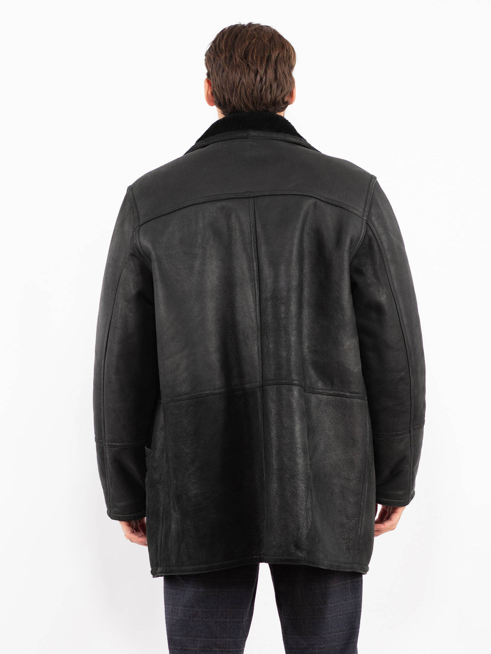 Vintage 90's Men Sheepskin Coat in BlackZ2252