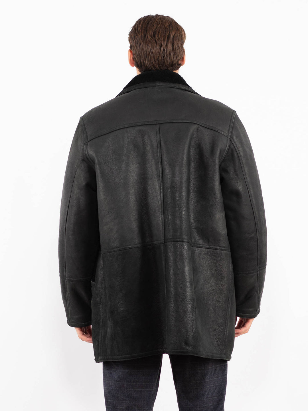 Vintage 90's Men Sheepskin Coat in BlackZ2252