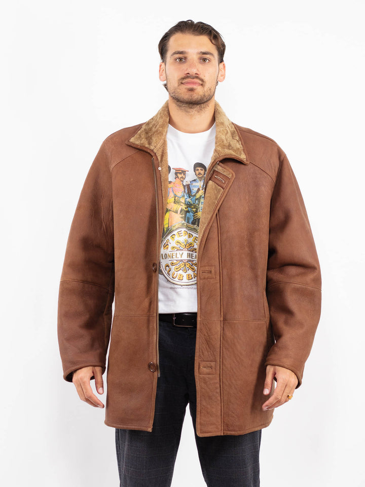 Vintage 90's Men Sheepskin Coat in BrownZ2253