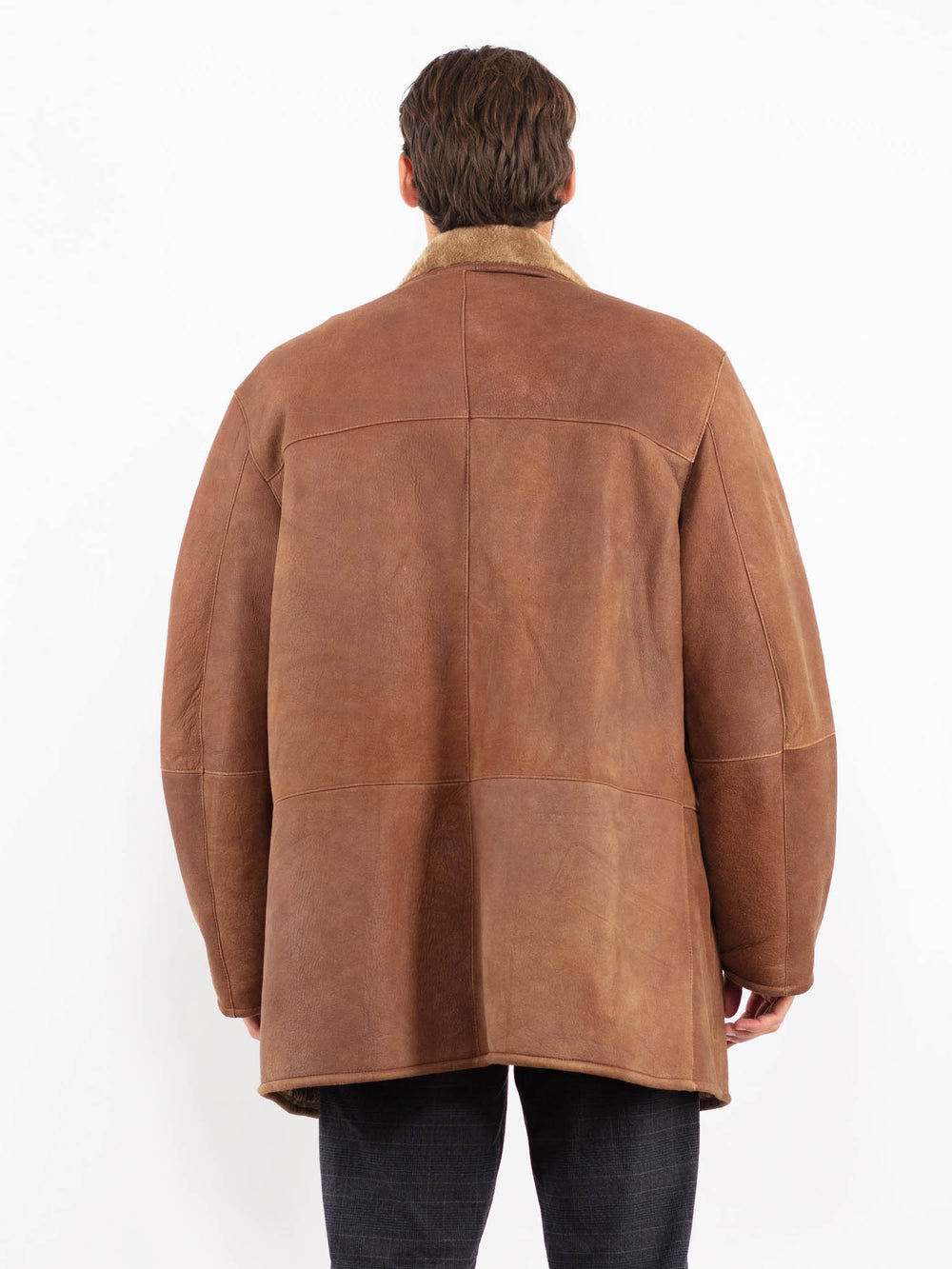 Vintage 90's Men Sheepskin Coat in BrownZ2253