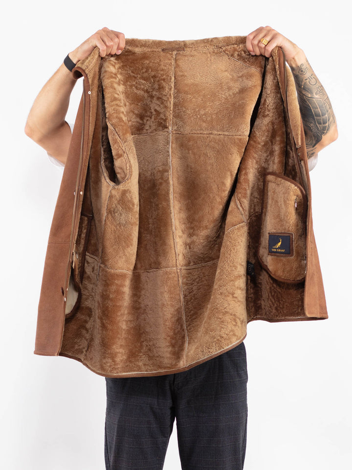 Vintage 90's Men Sheepskin Coat in BrownZ2253