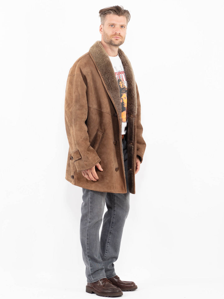 Vintage 90's Men Sheepskin Shearling in BrownZ2140