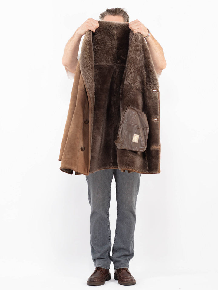 Vintage 90's Men Sheepskin Shearling in BrownZ2140