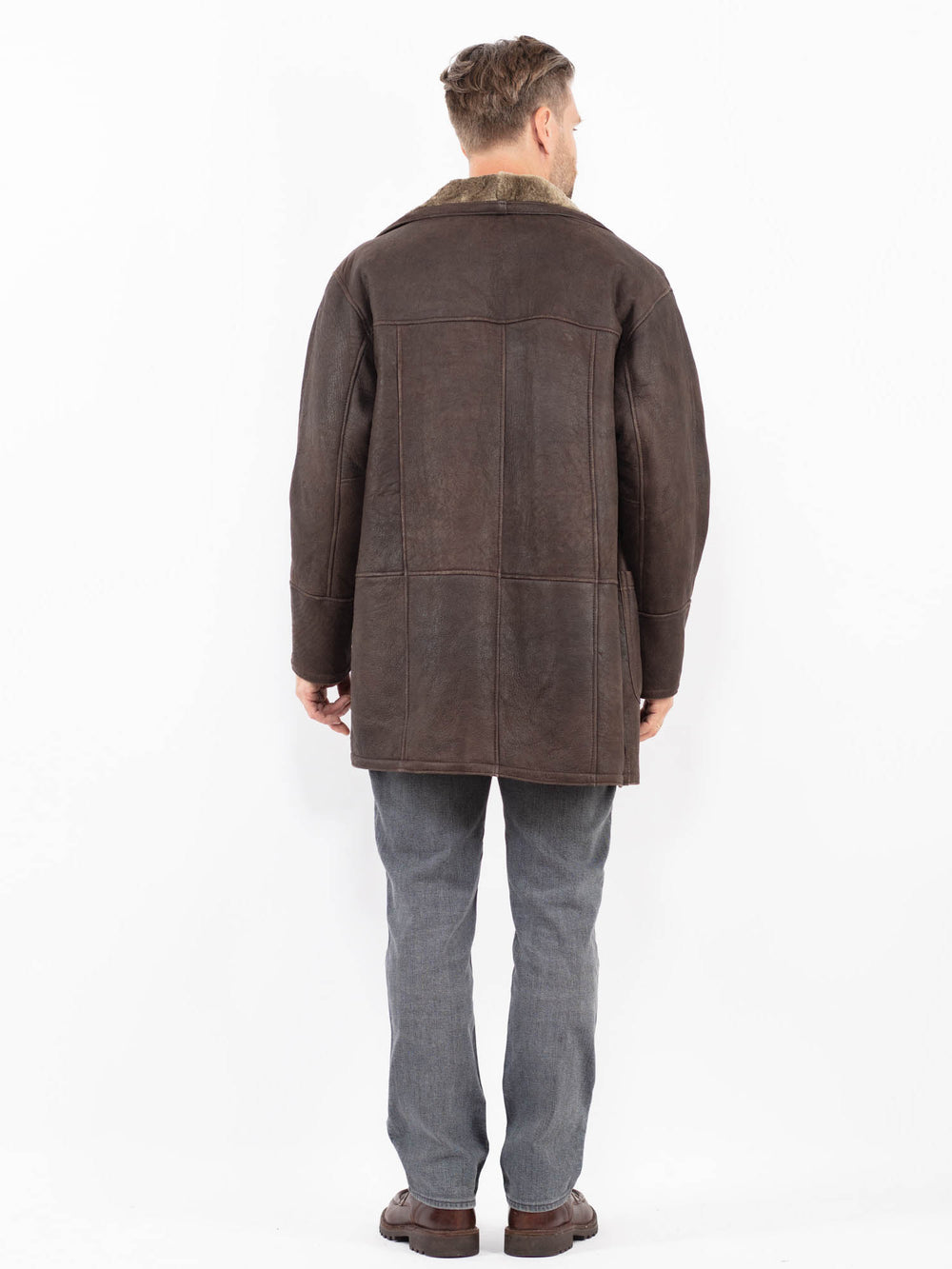 Vintage 90's Men Sheepskin Coat in BrownZ2144