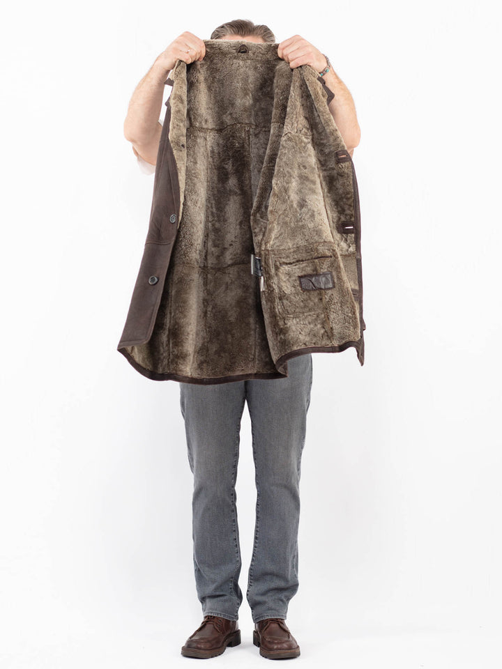 Vintage 90's Men Sheepskin Coat in BrownZ2144