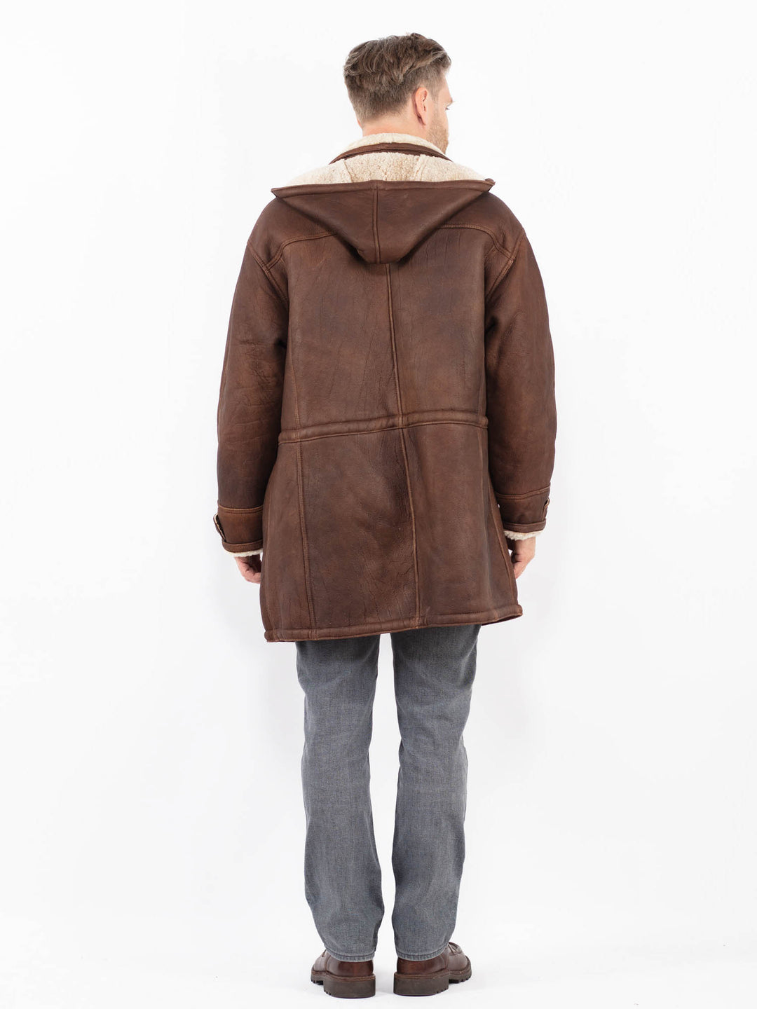 Vintage 90's Men Sheepskin Coat in BrownZ2145