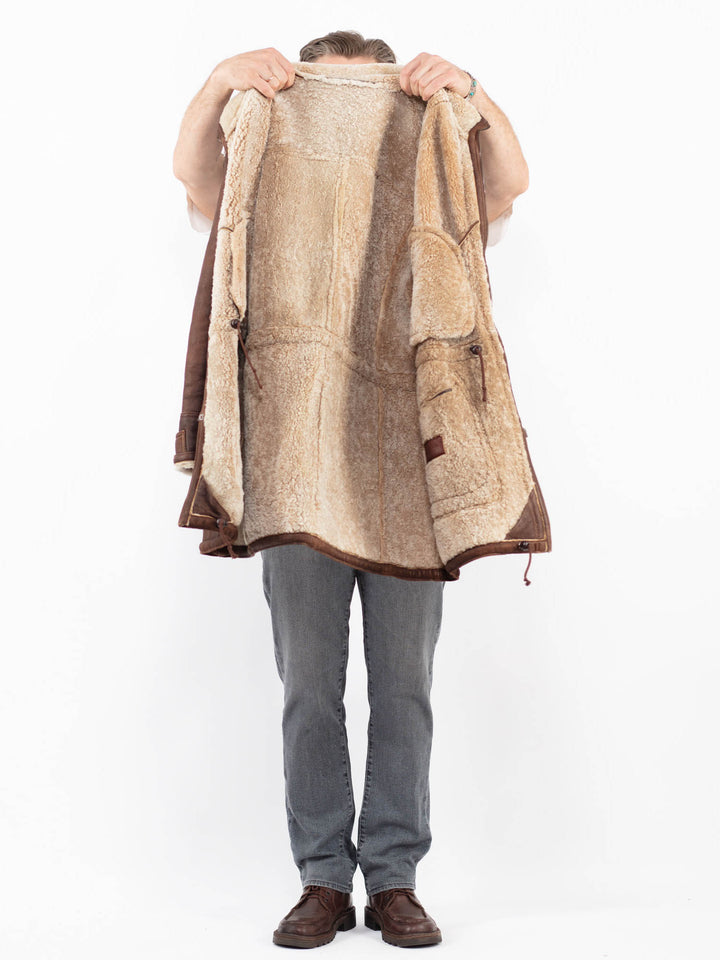 Vintage 90's Men Sheepskin Coat in BrownZ2145