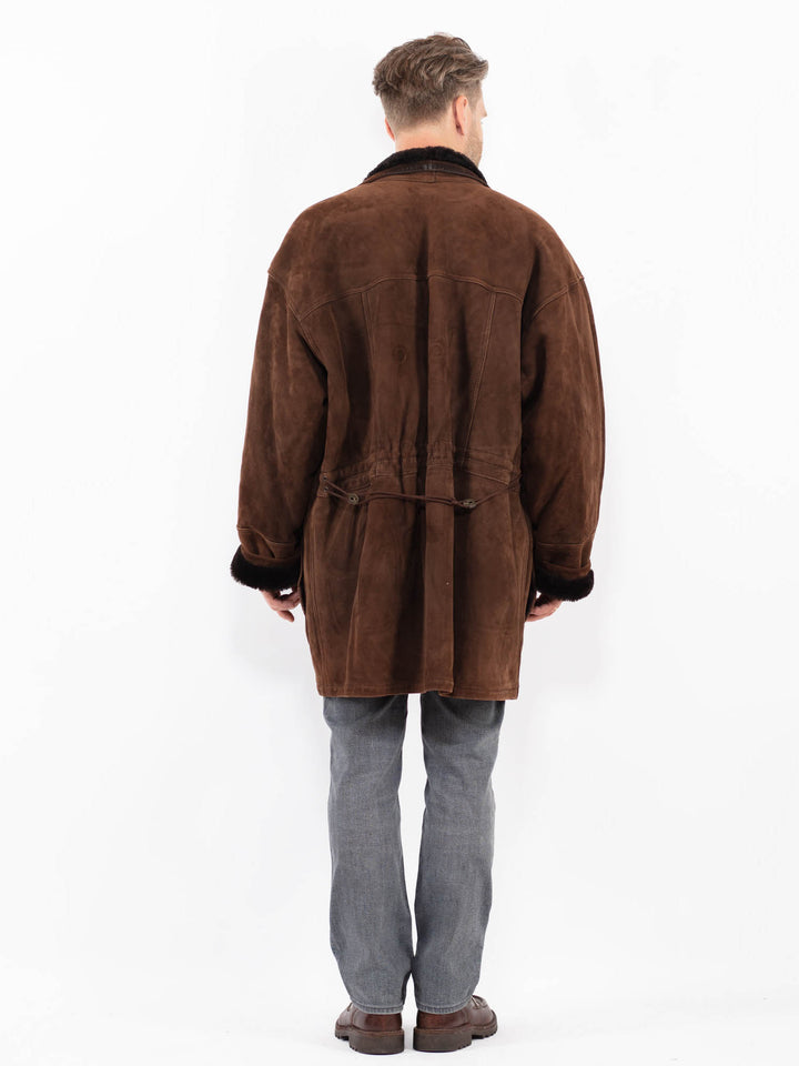 Vintage 90's Men Sheepskin Coat in BrownZ2150