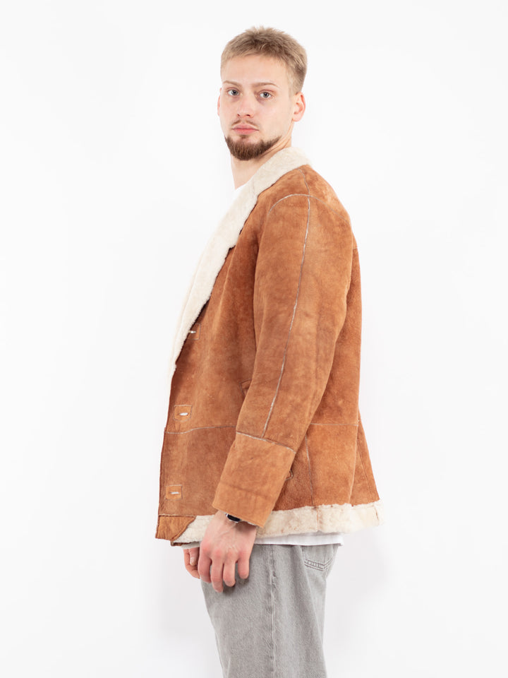 Vintage 90's Men Sheepskin Jacket in Brown