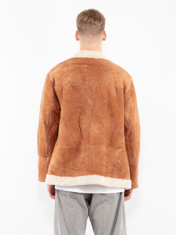 Vintage 90's Men Sheepskin Jacket in Brown