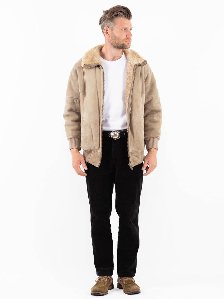 Vintage 90's Men Sheepskin Jacket in BeigeZ1842