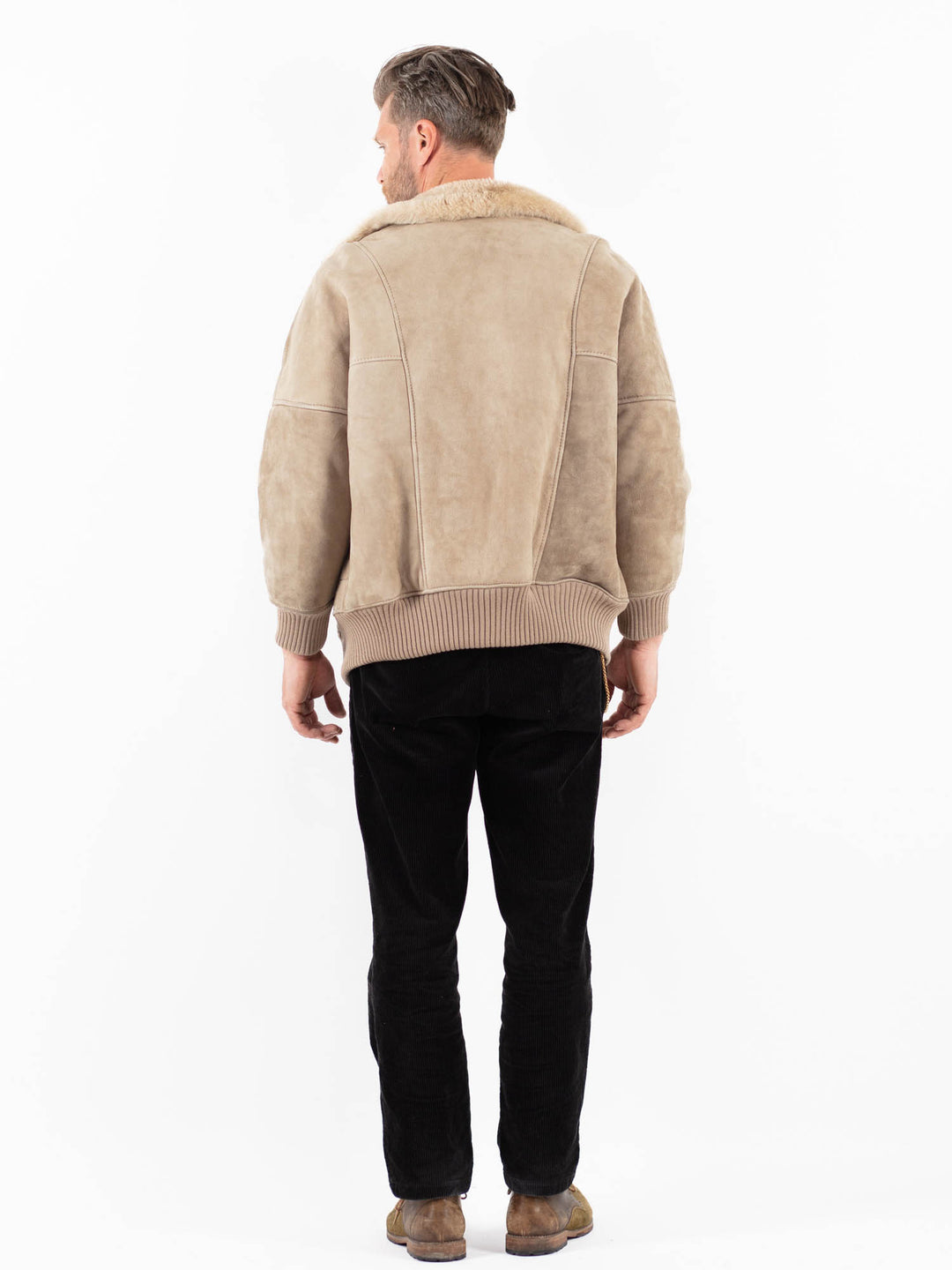 Vintage 90's Men Sheepskin Jacket in BeigeZ1842