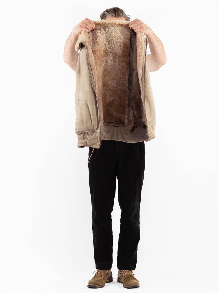 Vintage 90's Men Sheepskin Jacket in BeigeZ1842