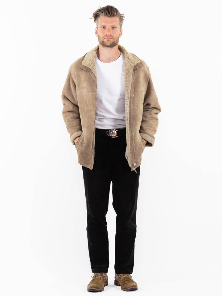 Vintage 90's Men Sheepskin Jacket in BeigeZ1861