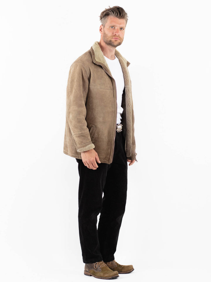 Vintage 90's Men Sheepskin Jacket in BeigeZ1861