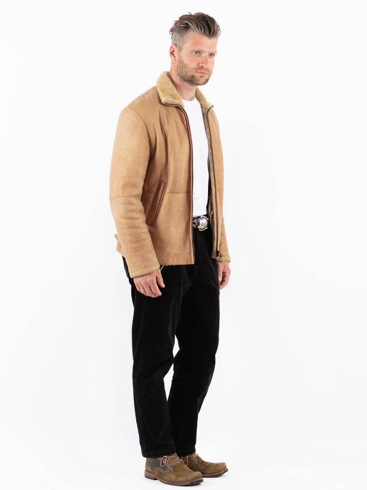 Vintage 90's Men Sheepskin Jacket in BeigeZ1884