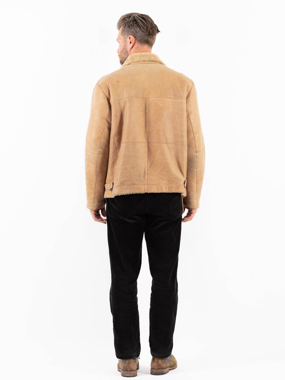 Vintage 90's Men Sheepskin Jacket in BeigeZ1884