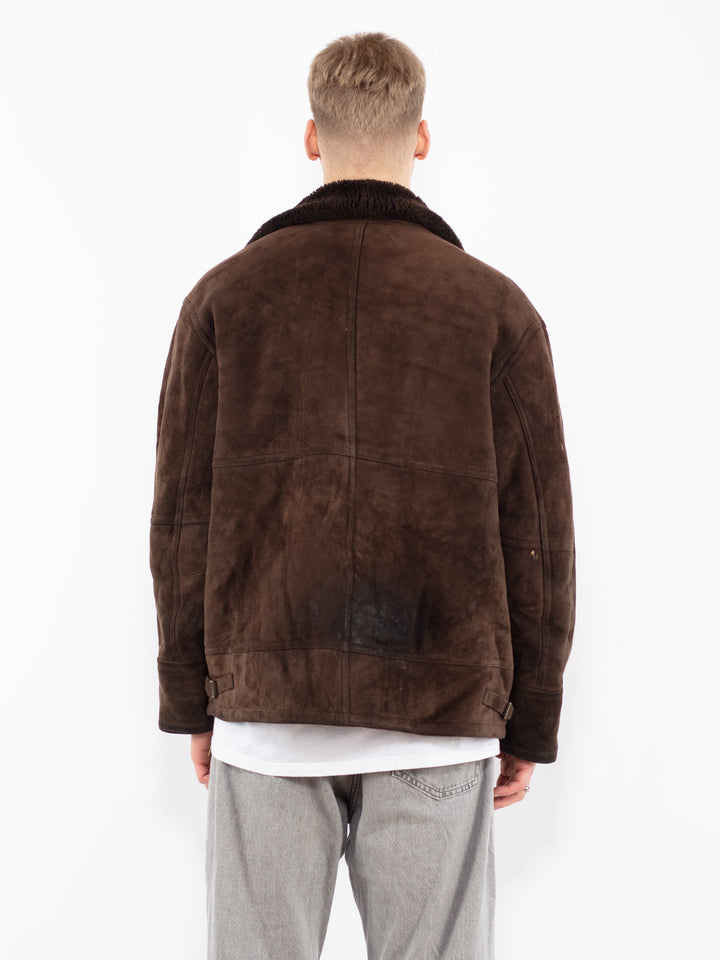 Vintage 90's Men Sheepskin Jacket in Brown