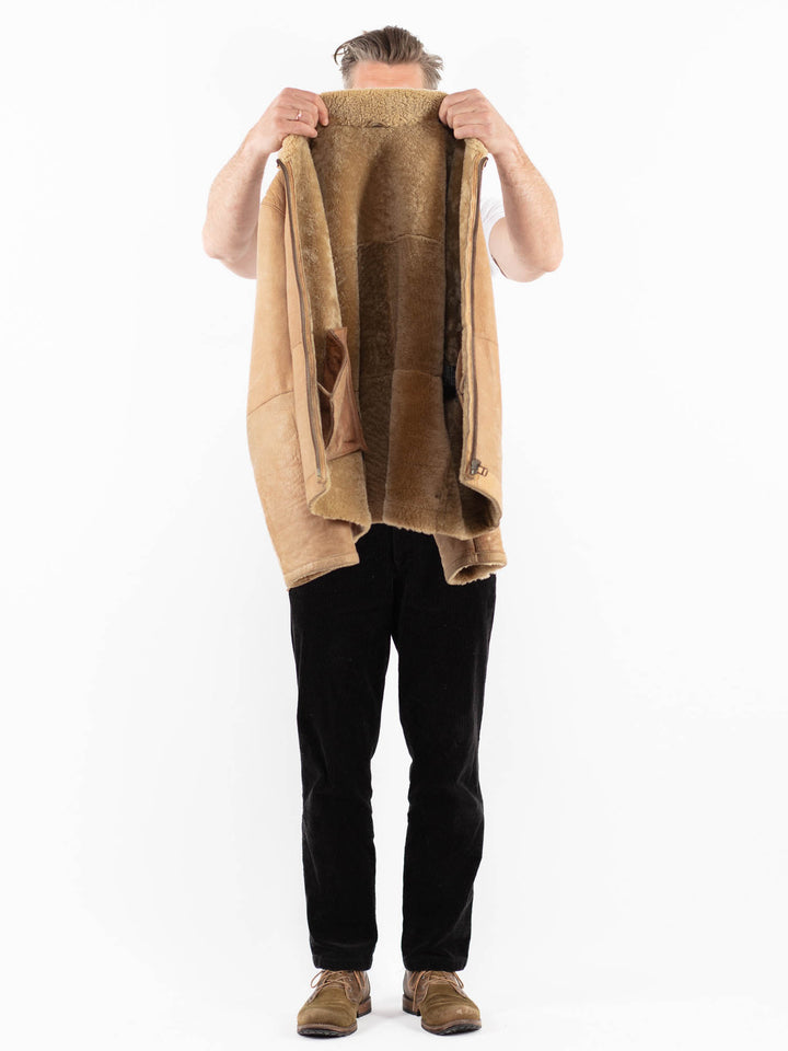 Vintage 90's Men Sheepskin Jacket in BeigeZ1884