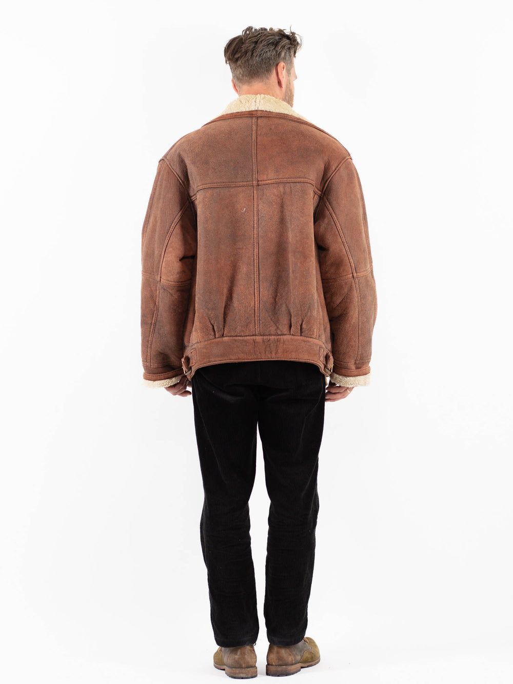 Vintage 90's Men Sheepskin Jacket in BrownZ1891