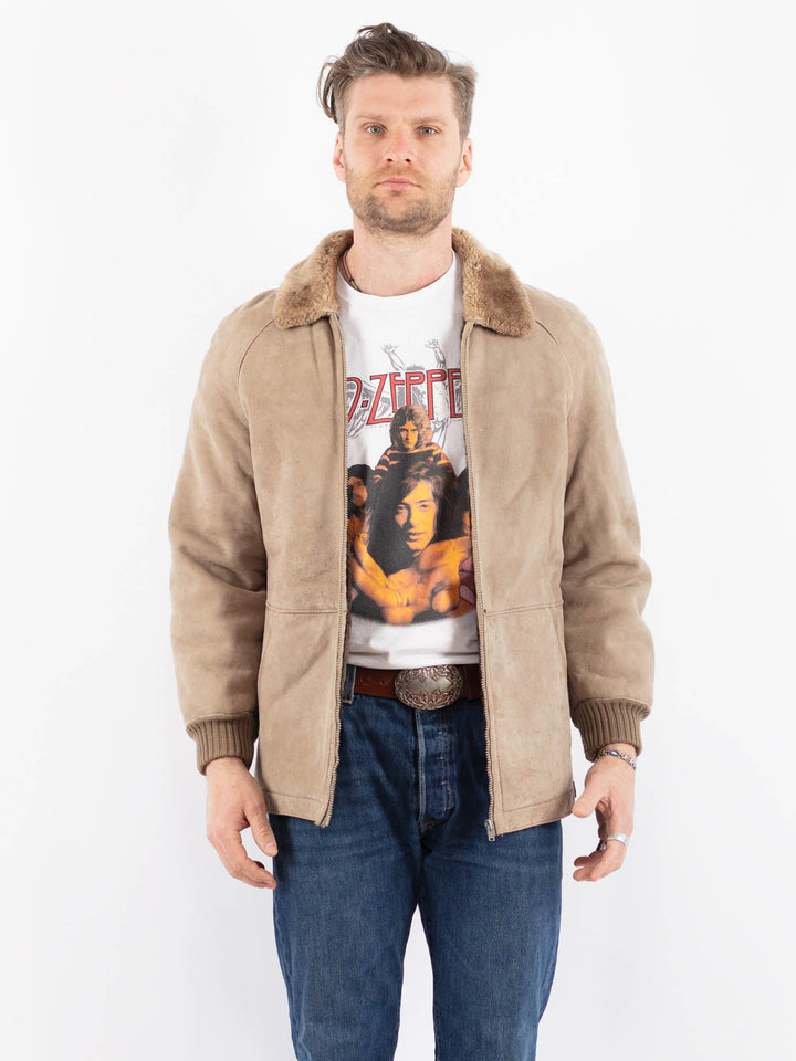 Vintage 90's Men Sheepskin Jacket in BeigeZ1574